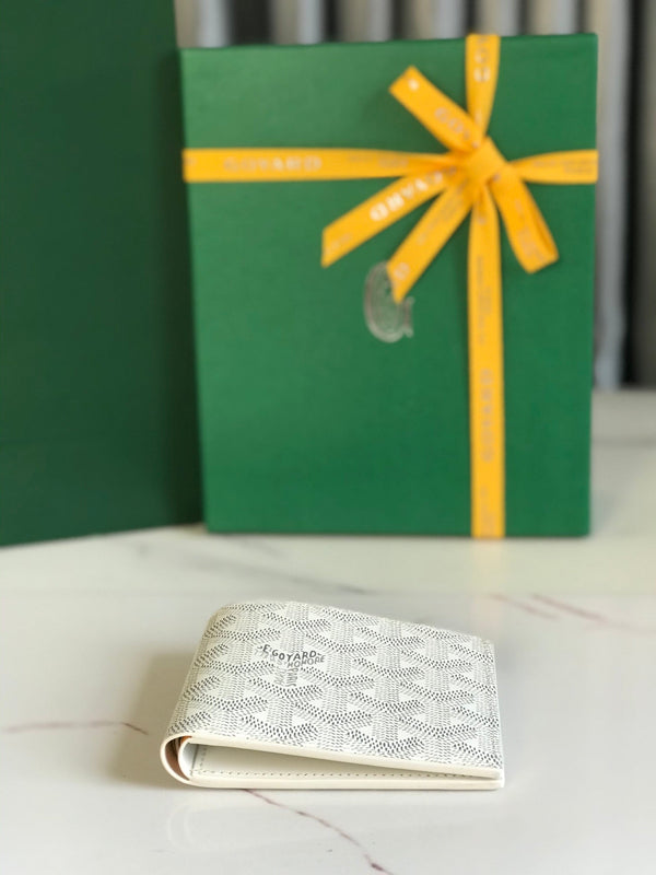 Goyard Victoire Wallet 11cm White Canvas & Cafskin
