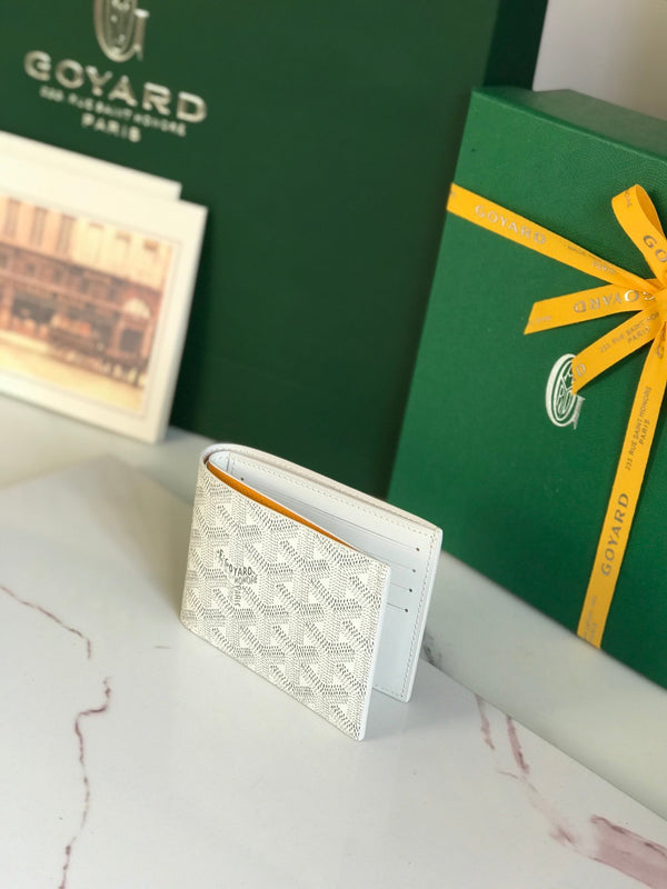 Goyard Victoire Wallet 11cm White Canvas & Cafskin