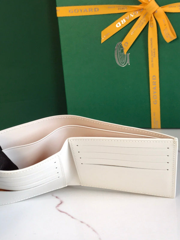 Goyard Victoire Wallet 11cm White Canvas & Cafskin