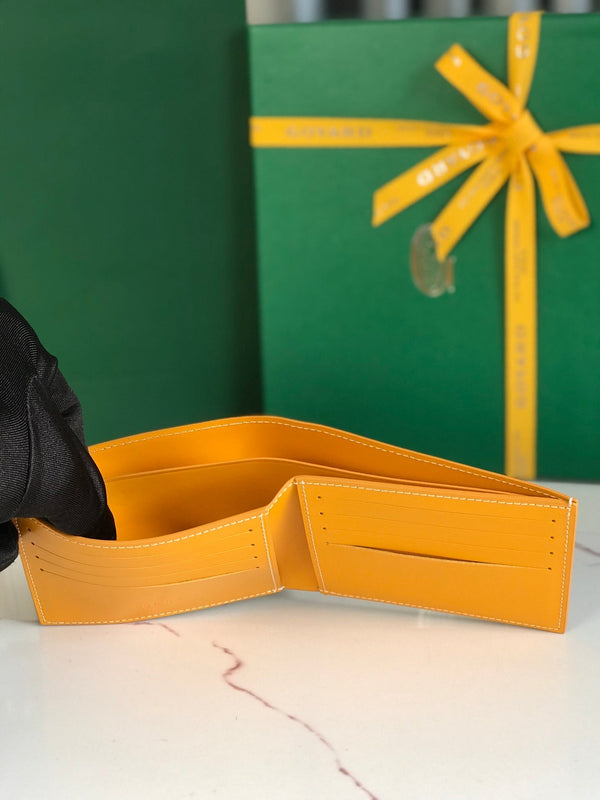 Goyard Victoire Wallet 11cm Yellow Canvas & Cafskin