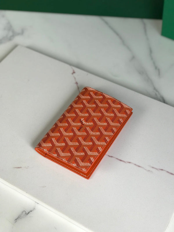 Goyard Grenelle Passport Cover 10cm Orange Canvas & Cafskin