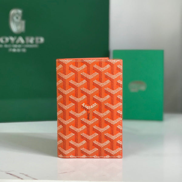 Goyard Grenelle Passport Cover 10cm Orange Canvas & Cafskin