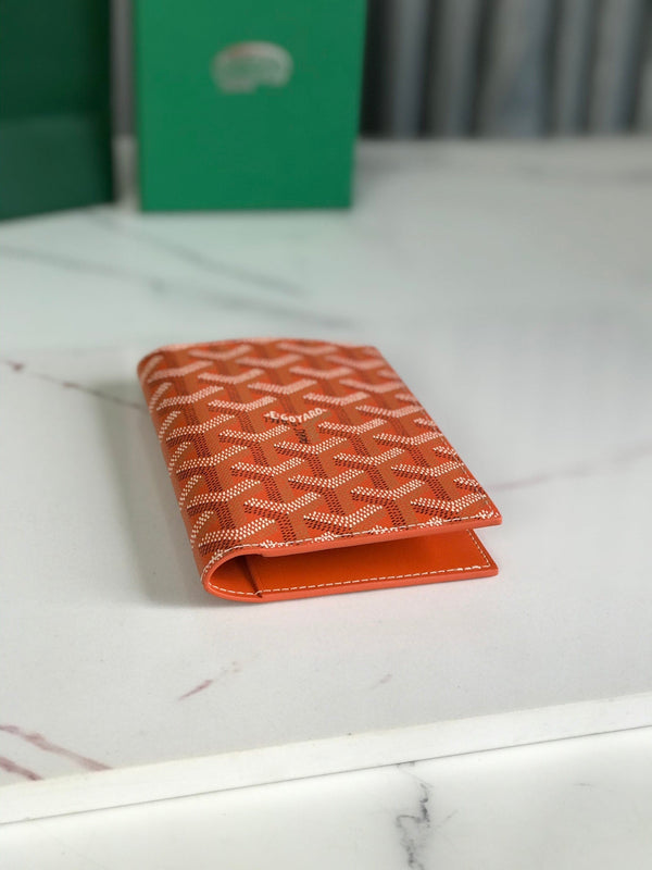 Goyard Grenelle Passport Cover 10cm Orange Canvas & Cafskin