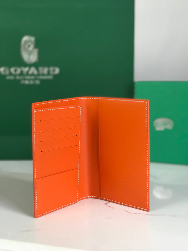 Goyard Grenelle Passport Cover 10cm Orange Canvas & Cafskin