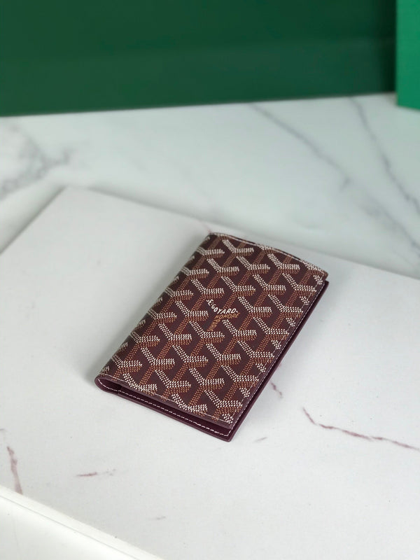 Goyard Grenelle Passport Cover 10cm Burgundy Canvas & Cafskin