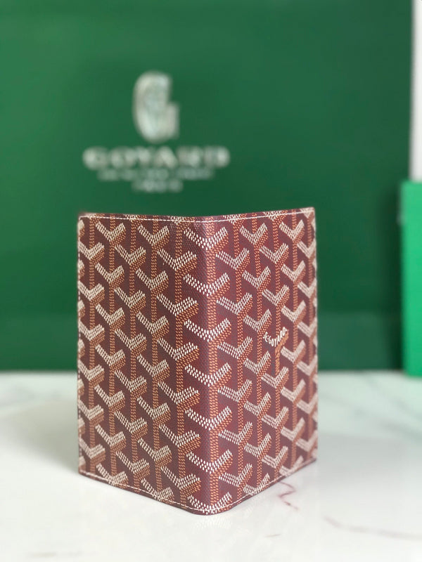 Goyard Grenelle Passport Cover 10cm Burgundy Canvas & Cafskin