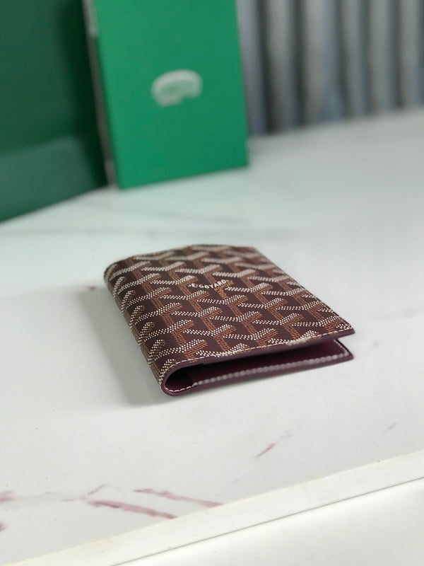 Goyard Grenelle Passport Cover 10cm Burgundy Canvas & Cafskin