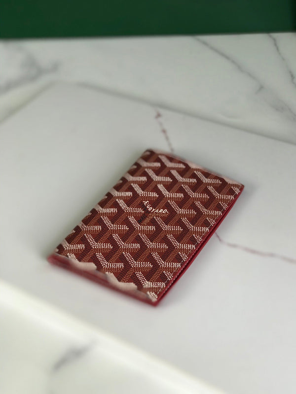 Goyard Grenelle Passport Cover 10cm Red Canvas & Cafskin