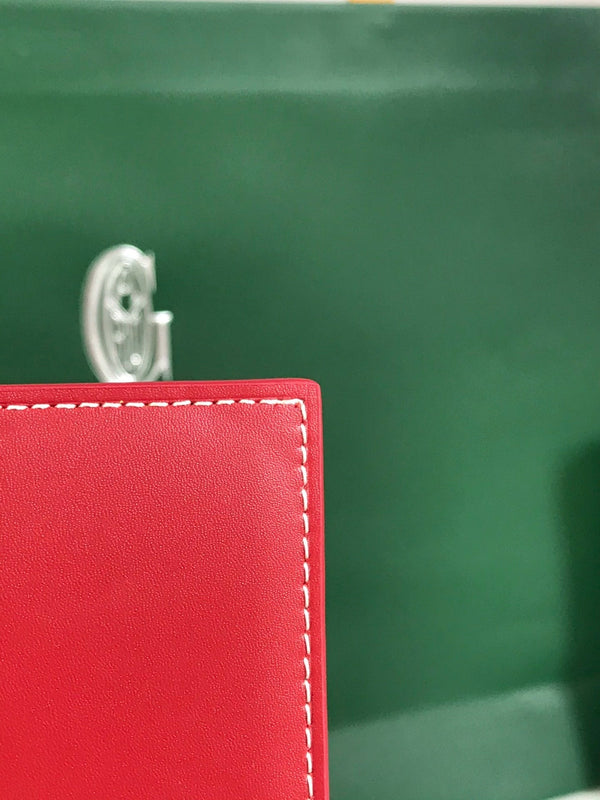 Goyard Grenelle Passport Cover 10cm Red Canvas & Cafskin