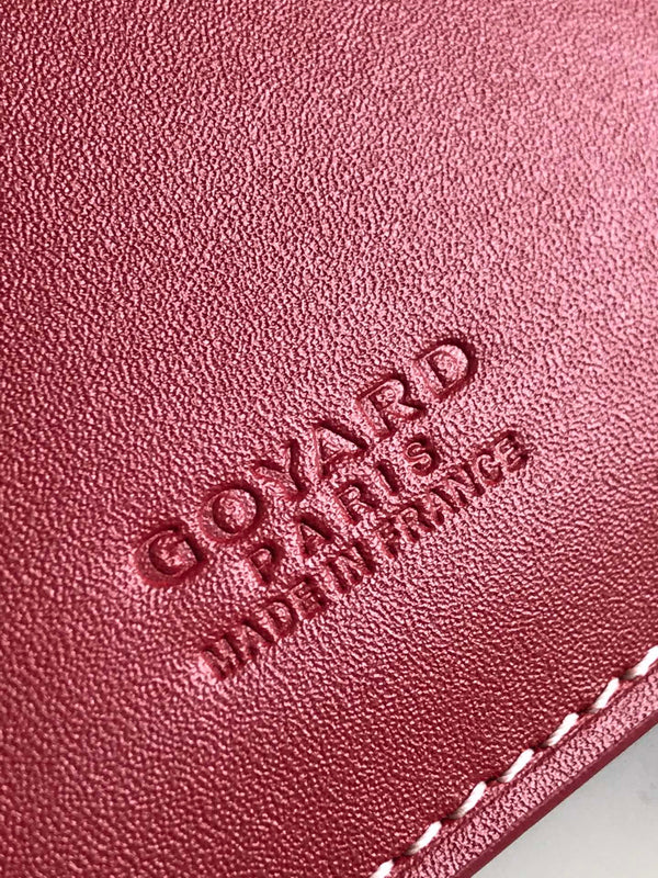 Goyard Grenelle Passport Cover 10cm Red Canvas & Cafskin