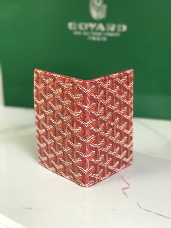 Goyard Grenelle Passport Cover 10cm Red Canvas & Cafskin