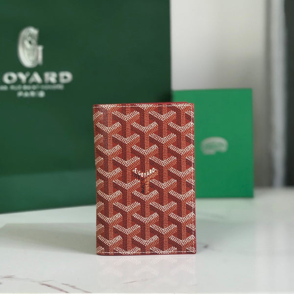 Goyard Grenelle Passport Cover 10cm Red Canvas & Cafskin