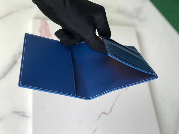 Goyard Grenelle Passport Cover 10cm Blue Canvas & Cafskin