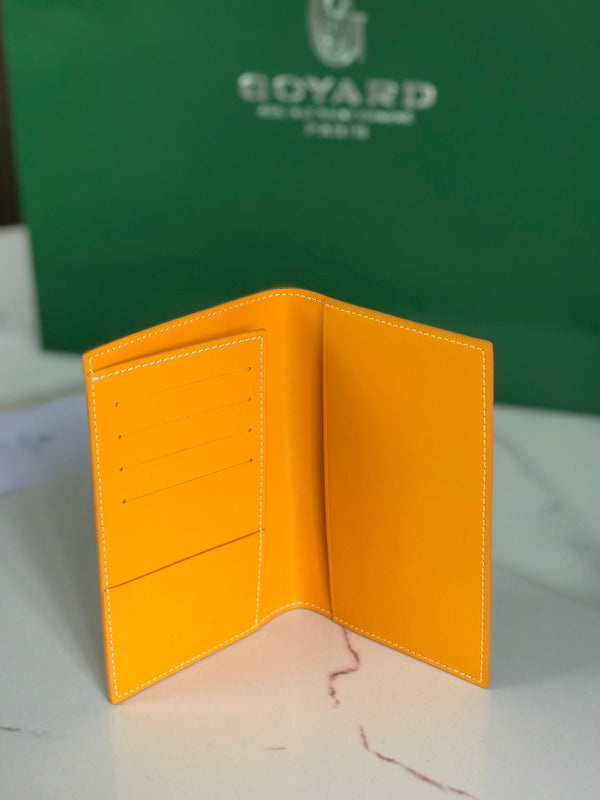 Goyard Grenelle Passport Cover 10cm Yellow Canvas & Cafskin