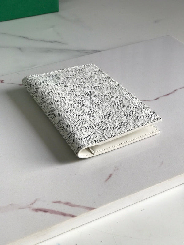 Goyard Grenelle Passport Cover 10cm White Canvas & Cafskin