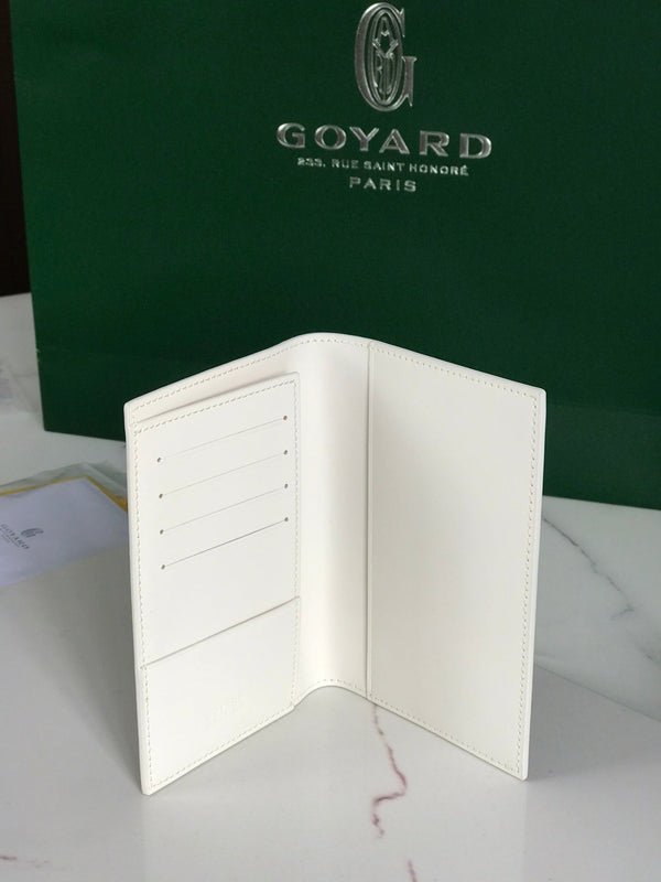 Goyard Grenelle Passport Cover 10cm White Canvas & Cafskin