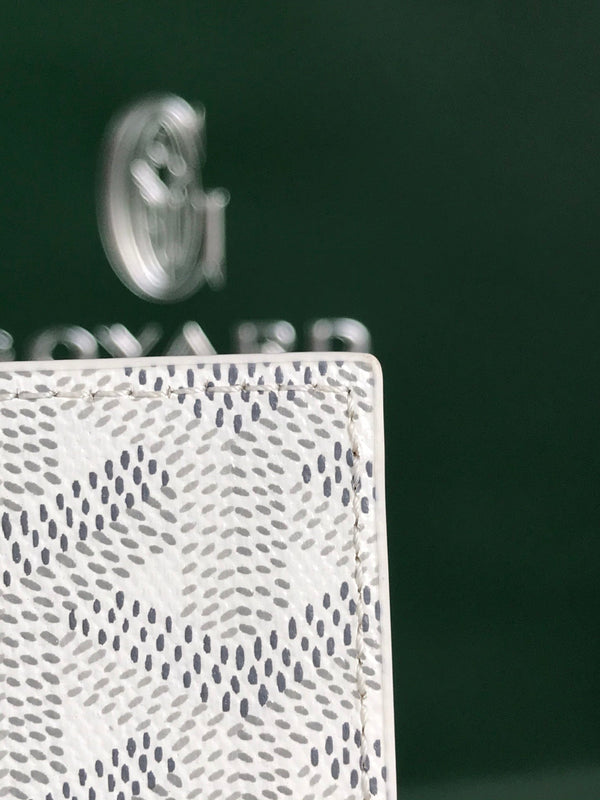Goyard Grenelle Passport Cover 10cm White Canvas & Cafskin