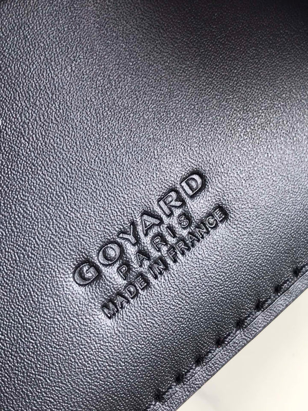 Goyard Grenelle Passport Cover 10cm Full Black Canvas & Cafskin