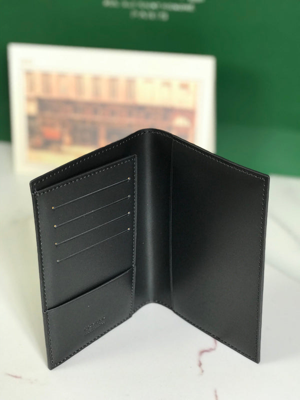 Goyard Grenelle Passport Cover 10cm Full Black Canvas & Cafskin