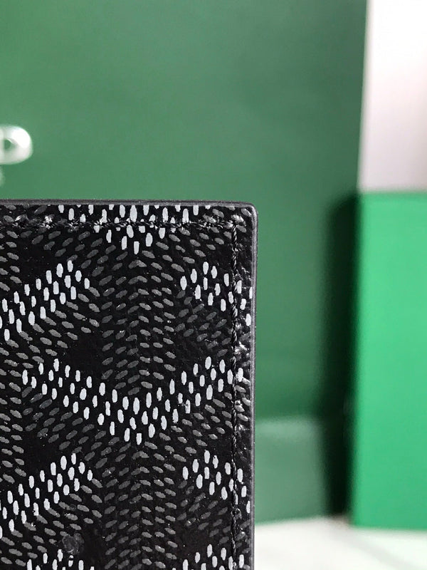Goyard Grenelle Passport Cover 10cm Full Black Canvas & Cafskin