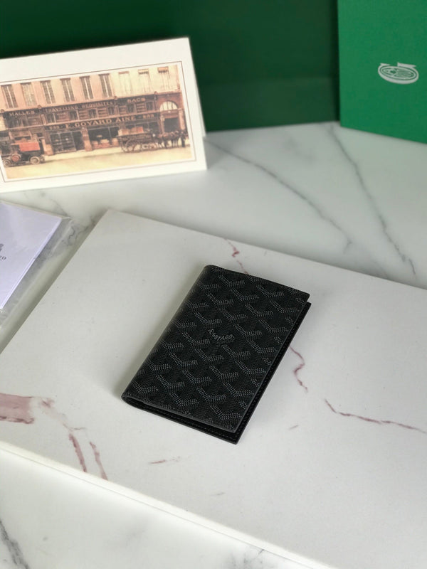 Goyard Grenelle Passport Cover 10cm Full Black Canvas & Cafskin