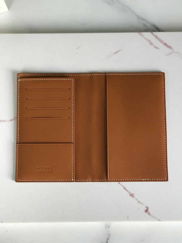 Goyard Grenelle Passport Cover 10cm Tan Canvas & Cafskin