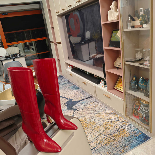 Fendi 25ss high-heeled boots red sheepskin 502721