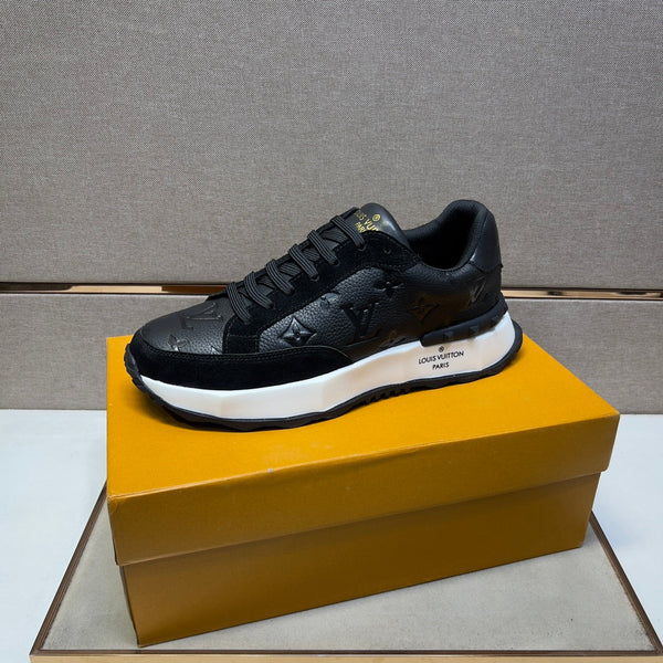 LV TRAINER SNEAKER BLACK EMBOSSED CALFSKIN AND SUEDE