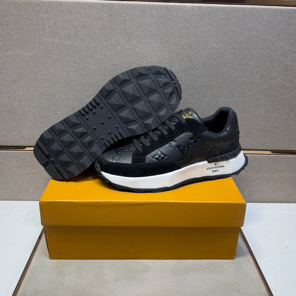 LV TRAINER SNEAKER BLACK EMBOSSED CALFSKIN AND SUEDE