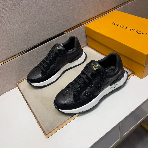 LV TRAINER SNEAKER BLACK EMBOSSED CALFSKIN AND SUEDE