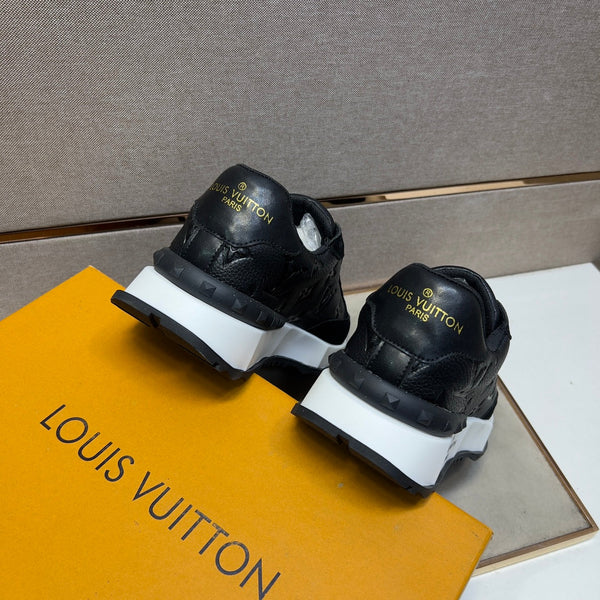 LV TRAINER SNEAKER BLACK EMBOSSED CALFSKIN AND SUEDE