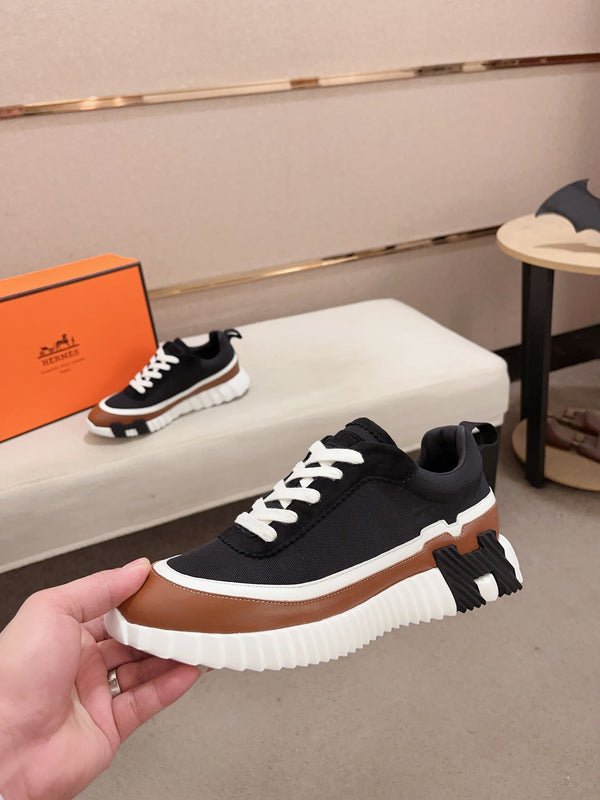 SNEAKER HM BOUNCING IN PELLE DI VITELLO NERA E MARRONE