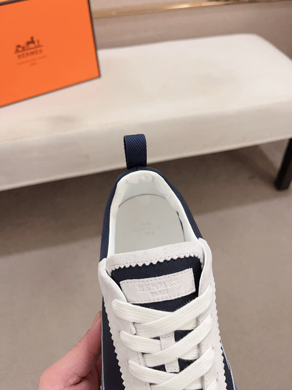 HM BOUNCING SNEAKER BLACK AND CERULEAN CALFSKIN