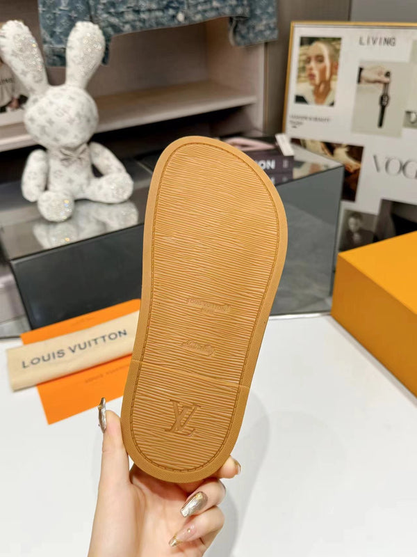 sandalo mulo lv bliss corss crema tessuto pelle di vitello