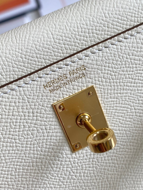 HM Mini Kelly 19cm Cream Epsom Gold Hardware