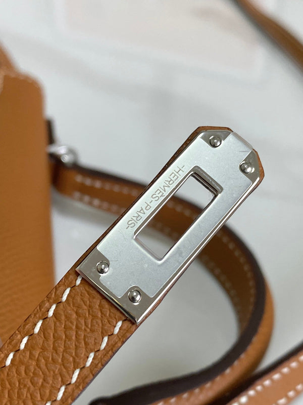 HM Mini Kelly 19cm Gold Epsom Silver Hardware