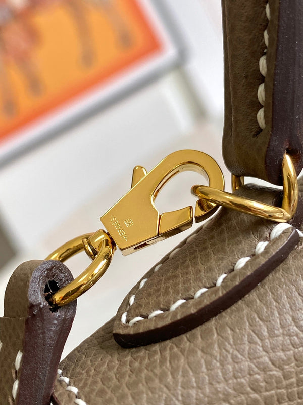 HM Mini Kelly 19cm Elephant Grey Epsom Gold Hardware