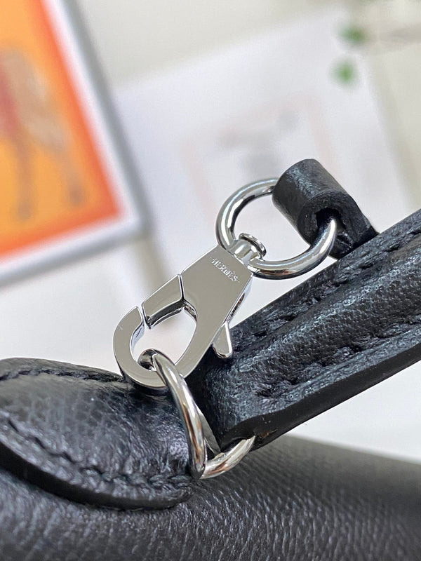 HM Mini Kelly 19cm Black Epsom Silver Hardware