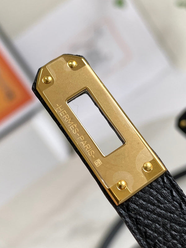 HM Mini Kelly 19 cm Nero Epsom Oro Hardware