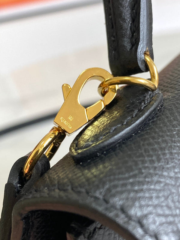 HM Mini Kelly 19 cm Nero Epsom Oro Hardware