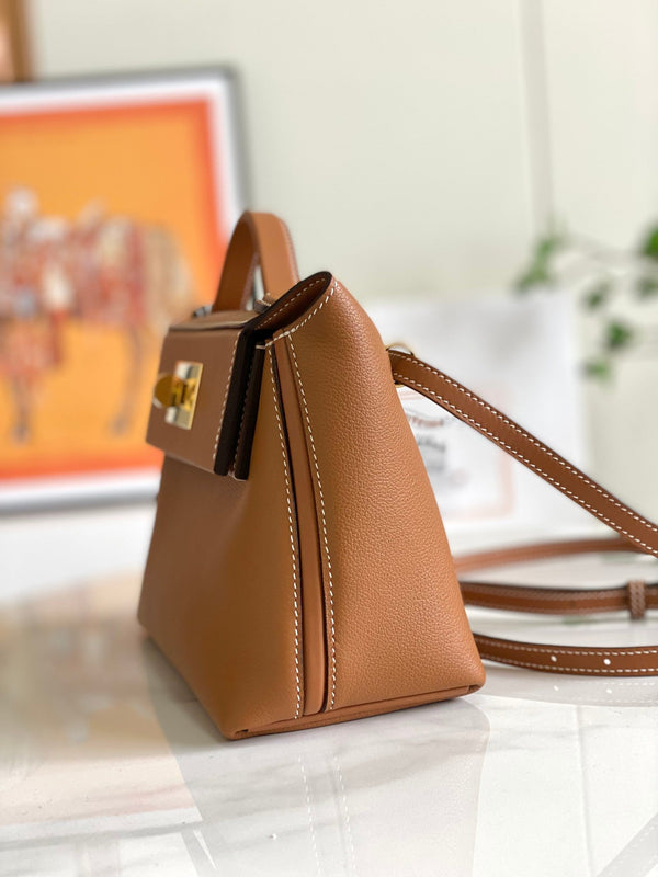 HM 24/24 Mini Bag 21cm Gold Evercolor Leather Gold Hardware