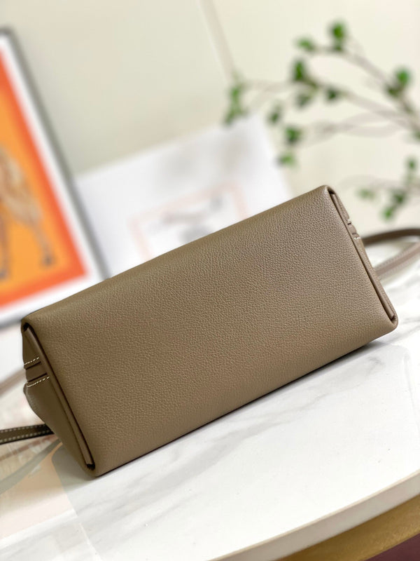 HM 24/24 Mini Bag 21cm Etoupe Evercolor Leather Silver Hardware