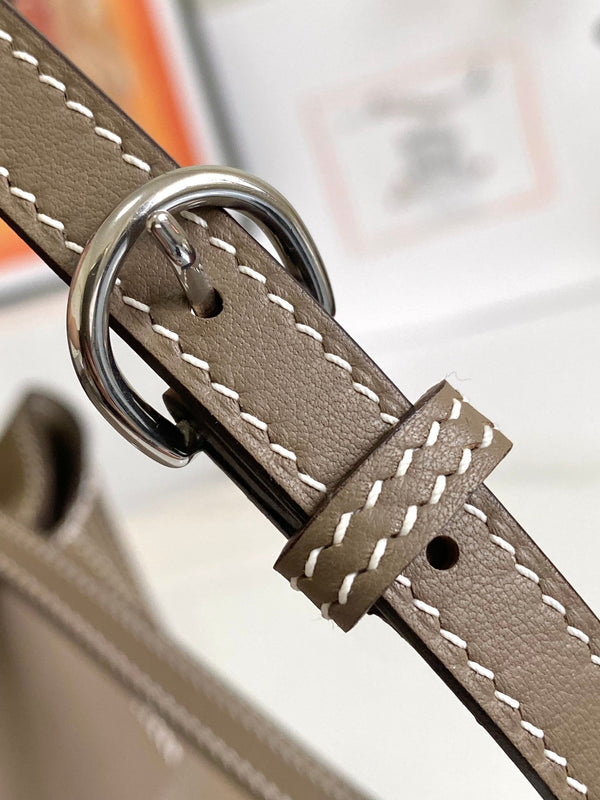 HM 24/24 Mini Bag 21cm Etoupe Evercolor Leather Silver Hardware