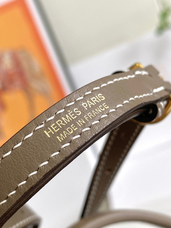 HM 24/24 Mini Bag 21cm Etoupe Evercolor Leather Gold Hardware