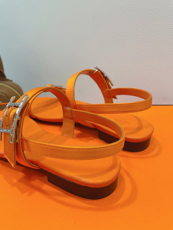 HM Paris Sandals Orange Lamskin 374208