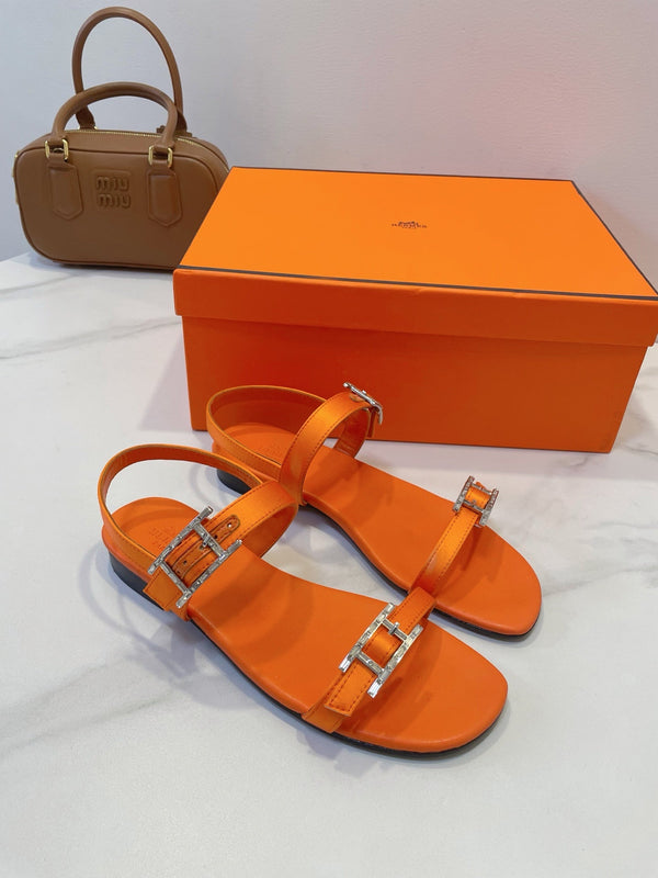 HM Paris Sandals Orange Lamskin 374208