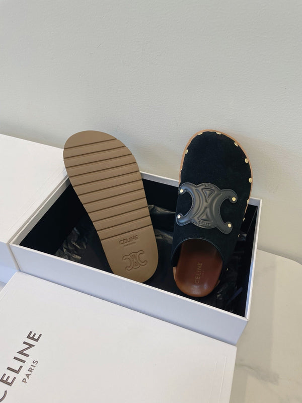 CL Pitea Clog In Black Suede Calfskin 319291