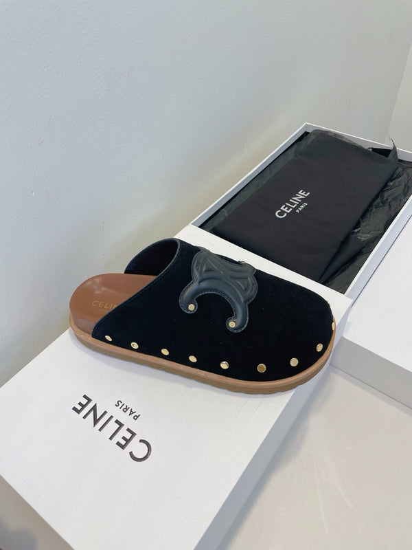 CL Pitea Clog In Black Suede Calfskin 319291