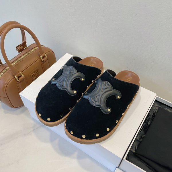 CL Pitea Clog In Black Suede Calfskin 319291