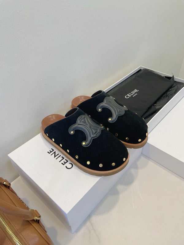 CL Pitea Clog In Black Suede Calfskin 319291